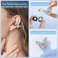 PAXA Bling Open Ear Clip On Earbuds with LED Display & Crystal Butterfly Earrings, Comfort Bluetooth 5.4 Wireless Ear Buds 50H Playtime for Women Girl Work, Fitness, Daily Wear, Gift, Silver