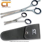 CT Pet Cat Dog Grooming Scissors Kit - 6 & 4 inch Hair Cutting Scissors Set, Japanese Stainless Steel Curved Blades with Safety Round Tips for Your Beloved Pets