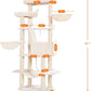 Heybly Cat Tree, 68 inch Multi-Level Cat Tower for Indoor Cats, 2 Widened Plush Perches Cat Condo with Scratching Board and Big Caves, Beige HCT025M