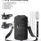 128 oz Insulated Water Bottle with Straw and Lid, One Gallon Stainless Steel Cup with Handle,Leakproof Metal Travel Jug Flask Mug Tumbler Cup With Carry Pouch and Brush,Keep Cold & Hot,Black