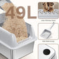 Cat Litter Box Stainless Steel XL with Lid, Enclosed Metal Extra Large Litter Box Pan High Sided with Scoop for Big Cats, Non-Sticky, Anti-Urine Leakage, Easy Cleaning