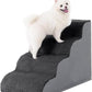 MIHIKK Dog Stairs Ramp, Curved 4-Step Dog Steps for Small Dogs and Cats, Pet Stairs for High Beds and Couch with Anti-Slip Washable Cover and Durable High Density Foam, Dark Grey