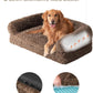 EHEYCIGA Foldable XXL Dog Bed, Faux Fur Fluffy Pet Couch Bed for Extra Large Dogs, Orthopedic Calming Memory Foam Big Pet Bed, Washable Soft Pet Sofa Bed with Non-Slip Bottom, Brown, 54"x38"x7.5"