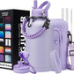 Half Gallon Water Bottle Insulated - 64 oz Water Bottle with Carrying Sleeve, Paracord Handle, Straw Spout Lid, Leak-proof Metal Hydro Water Jug for Workout Sport Hiking Gym, Purple Big Flask Thermo