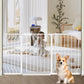 TSAYAWA Walk Through Baby Gate with Door,67-71.5 Inch Wide Presure Mounted No Drill Metal Auto Close Child Gate for Stair Doorway - Indoor Outdoor Safty Gate for Toddler Dog Doggie, White