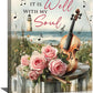 Violin Pictures Wall Art, Music Rustic Inspirational Bathroom Wall Decor, Coastal lighthouse Framed Painting Rose Aesthetics Canvas Artwork for Bathroom Bedroom Living Room Decorations 16"L x 12"W