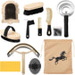 Abbylike 12 Pieces Horse Grooming Kit Racing Festival Tack Room Supplies Horse Brush Sets Equine Care Cleaning Kit Shedding Grooming Massaging Tools(Black)