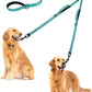 PetBonus Double Dog Leash, No Tangle Dual Leash, Reflective Walking Training Lead, 4 Comfortable Padded Handles for 2 Dogs with Collapsible Bowl and Waste Bags (Turquoise, Large)