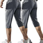 Men's Capri Pants 3/4 Joggers Gym/Workout/Hiking Below Knee Long Shorts Lightweight Quick Dry with Zipper Pockets