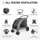 Large Dog Travel Stroller with 4 Heavy Duty Wheels Pet Stroller with Adjustable Handle - Double Doggie Capacity Jogger Wagon with Back Front Door for Small Medium Large Dogs (Dark Light Gray)