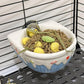 Chinchilla Food Bowl Ceramic Guinea Pig Cage Feeder Hanging Bunny Food Dish Small Animal Feeding Bowls for Syrian Hamster Ferret Gerbils (Blue)