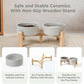 SPUNKYJUNKY Elevated Dog Bowls Ceramic, 5.1'' Dogs and Cat Food Water Bowls Raised with Non-Slip Bamboo Stand for Puppy Small Sized Breed Microwave Dishwasher Safe - 13.5 OZ,Grey