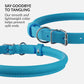 CollarDirect Rolled Leather Dog Collar, Soft Padded Round Puppy Collar, Handmade Genuine Leather Collar Dog Small Large Cat Collars 13 Colors (8-11 Inch, Light Blue Smooth)