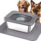 Decflow 10L Stainless Steel Dog Water Bowl, No Spill Anti-Splash Dog Bowls with XXL Silicone Mat, Spill-Proof Slow Feeder for Messy Drinkers, Heavy Duty Pet Bowls for Indoor/Outdoor Use Grey