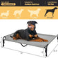 Veehoo XXL Outdoor Elevated Dog Bed, Raised Dog Cot for Extra Large Dogs, Cooling Washable Waterproof Pet Hammock Beds with Slope Headrest, Breathable Mesh and Sturdy Frame, XX-Large, Grey, CWC2204