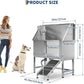 50" Stainless Steel Professional Dog Washing Station - Pet Bathing Tub w/Non-Slip Ramps | Slip-Resistant Floor Grate | for Large/Medium/Small Dogs