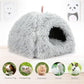 YUEPET Guinea Pig Bed Plush Calming Hideout, Warm Rabbit Hide for Hamsters Hedgehogs Ferrets Dwarf Rabbits and Other Small Animals(Grey)