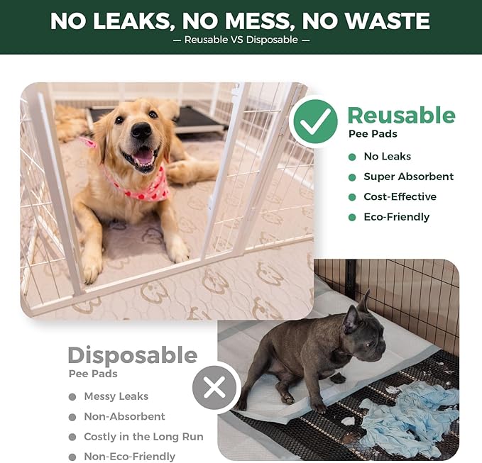 FXW Washable Pee Pads for Dogs, Puppy Pads with Super Absorbent, Specifically Designed for Whelping Box, 36" Round, Khaki, 2 Packs