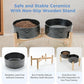 SPUNKYJUNKY Elevated Dog Bowls Ceramic, 7.3'' Dogs Food Water Bowls Raised with Non-Slip Bamboo Stand for Medium to Large Sized Breed Microwave Dishwasher Safe - 42 OZ,Paw Black