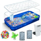 Aquatic Turtle Tank Habitat Kit Stone+Filter+Heat Lamp Enhancing Interaction with 360° Viewing, Standalone Filtration, DIY Creative Zone, Enriched Living (Blue, L[Without Light])