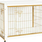 DWANTON Dog Crate Furniture with Cushion, Wooden Kennel Table with Double Doors, Indoor Dog House, Medium Size, 32.5" L, White