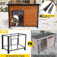 Insulated Outdoor Dog House with Liner for Winter Wooden Dog Kennel with All-Around Iron Frame,Waterproof