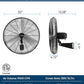 KEN BROWN 30 Inch Industrial Oscillating Wall Mount Fan - 7497 CFM High Velocity, Heavy Duty Metal Construction, 2 Speed Settings, Black