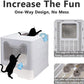 Foldable Cat Litter Box with Lid, Enclosed Potty, Large Top Entry Anti-Splashing Toilet, Easy to Clean Including Litter Scoop and 2-in-1 Cleaning Brush (Grey)