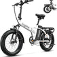 1000W Folding Electric Bike, 48V 20AH Large Removable Battery E Bike, 30+MPH, 80 Miles Max Range, 20" Fat Tire Electric Bike for Adults, Adult Electric Bicycles for Commute Beach Snow