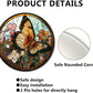Lygond Metal Sign Tin Sign Circular Stained Glass Butterfly Inspirational Wall Art for Garage 12×12 Inches