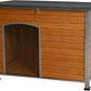 Indoor Outdoor Dog House,Anti-Chewing Iron Frame Dog Kennel,Wood Warm Pets Home,Weatherproof Outside Shelter (43.3" (L) x 29.4" (W) x 33.4" (H) Brown)