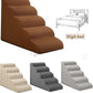 5-Step Dog Stairs and Ramp for High Bed,Non-Slip Sturdy Pet Steps for Small Dogs and Cats,22.2" H,Brown