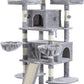 Allewie 68 Inches Cat Tree/House and Towers for Big Feline/Scratching Post/Multi-Level Large Kitty Climbing Tree with Condo/Light Grey