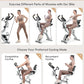 pooboo Folding Exercise Bike, Foldable Upright Stationary Bike, Indoor Cycling Magnetic X-Bike with 8-Level Adjustable Resistance, 6.6 LBS Flywheel, 300LB Capacity, Bottle Holder & Back Support Cushion for Home Gym