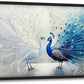 Quorin Peacock Large Wall Art Blue and White Pictures Elegant Animal Wall Decor Canvas Print Painting Artwork for Bathroom Living Room Bedroom 36L x 24W