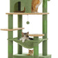 PAWZ Road Large 72 Inches Cat Tree and Tower for Indoor Cats - with Sisal-Covered Scratching Posts, Padded Perches, Condos, and Basket - Green