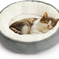 Love's cabin Round Donut Cat and Dog Cushion Bed, 20in Pet Bed for Cats or Small Dogs, Anti-Slip & Water-Resistant Bottom, Super Soft Durable Fabric Pet beds, Washable Luxury Cat Dog Bed Stripe Grey