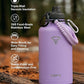 64 oz Insulated Water Bottle,Half Gallon Water Flask Stainless Steel Vacuum, Cold for 48 Hrs,BPA-Free & Leakproof -with Paracord Handle, Strap,Straw Spout Lids,Large Jug for Gym,Purple
