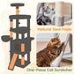 Taoqimiao 72 Inches Cat Tree for Large Cats, Multi-Level Tall Cat Tower, Widened Cat Condo with Large Scratch Board, 5 Scratching Posts, Metal Hammcock, Cozy Basket, Light Gray, MS045W