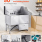 VEVOR Professional 304 Stainless Steel Dog Bathing Station, 50 inch Pet Grooming Tub w/Anti-Slip ramp, Storage Drawer, Cold Hot Faucet Showerhead, for Large & Medium & Small (Left Door, with Drawer)
