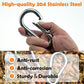 3 Inch Carabiner Spring Snap Hook Steel Clip Link Buckle Heavy Duty 8x80mm 10 Pcs for Outdoor Camping Hiking Hammock Swing, White