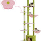 PEQULTI Tall Cat Tree Floor to Ceiling Cat Tower Adjustable Height (90.5''-100.4'' = 230cm-252cm) with Cat Condo, Cozy Hammock and Scratching Post, Pink Flower Climbing Tree for Indoor Cats, Pink