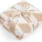 Snuggle Sac Chevron Throw Blanket for Couch, Reversible Super Soft Warm Blankets Cozy Knit Fuzzy Plush Lightweight Throws for Sofa, Bed, Camping, Beige,50x60 inches