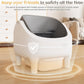 Greesum Automatic Self-Cleaning Litter Box for Cats - Open-Top Design, Easy Odor Control, Smart APP Control, 15L Large Waste Bin, Includes Trash Bags & Mat (Grey)