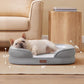 Soft Touch Orthopedic Dog Bed for Medium Dogs with Faux Fur Top, Waterproof Pet Couch Bed with Removable Washable Cover and Supportive Foam Filling (Grey, Medium)
