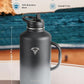 64 oz Insulated Water Bottle with Straw and Lid, Half Gallon Stainless Steel Cup with Handle,Leakproof Metal Travel Jug Flask Mug Tumbler Cup With Carry Pouch and Brush,Keep Cold & Hot,Grey
