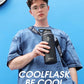 Coolflask 40 oz Water Bottle with Strap, Insulated Metal Water Flask with Straw & Spout Lids, Stainless Steel Double Wall Vacuum, Keep Cold 48h Hot 24h, Leak Proof & Non-BPA, Magic Black