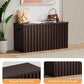 UEV Storage Bench,39.4" Wood Box, Storage Trunk with 2 Safety Hinges, Ottoman Storage Chest, Fluted Storage Bench for Bedroom, Entryway, Living Room (Walnut)