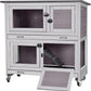 Rabbit Hutch Bunny Cage, Guinea Pig Cage Bunny Hutch Indoor, Wood Pet Cage with 4 Casters -2 Story & 2 Trays