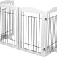Spirich Free Standing Foldable Wire Pet Gate for Dogs, 80 inches Extra Wide, 30 inches Tall 4 Panels Dog Gate for the House, Doorway, Stairs, Pet Puppy Safety Fence,Set of Support Feet Included, White